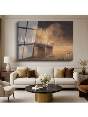 Limitless Design Joseph Mallord William Turner Londra Köprüsü Gece Görünümü Cam Tablo Dijital Baskı Duvar Tablosu