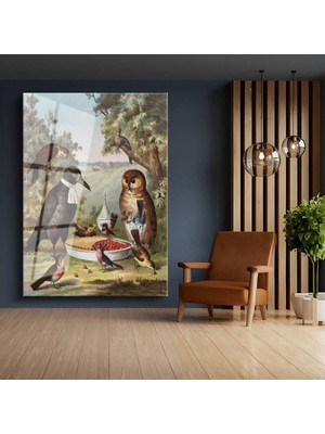 Limitless Design Walton Ford Kuş Ziyafeti Doğa Dijital Baskı Duvarı Cam Tablo Dijital Baskı Duvar Tablosu Dekor Tablo