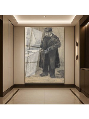 Limitless Design Vincent Van Gogh Mutfaktaki Adam Eskiz Hd Baskı Duvarı Cam Tablo Hd Baskı Tablo