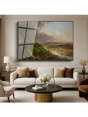 Limitless Design Thomas Cole The Oxbow Nehir Kıvrımı Doğa Manzarası Cam Tablo Dijital Baskı Duvar Tablosu Dekor Tablo