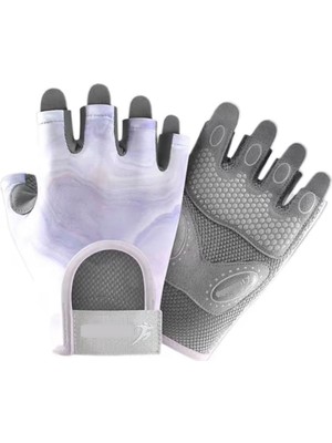 SkyWheel Terletmeyen Yarım Parmak Fitness Yoga Pilates Avuç İçi Kaymaz Silikon Spor Eldiven