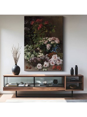 Limitless Design Claude Monet Bahar Çiçekleri Renkli Buket Kanvas Tablo Sanat Tablosu Klasik Ressam Tablosu