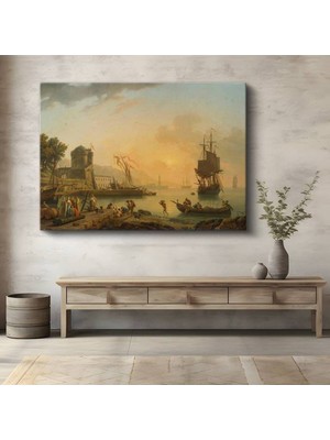 Limitless Design Claude-Joseph Vernet Akdeniz Limanı Deniz Manzarası Kanvas Tablo Klasik Ressam Tablosu