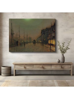 Limitless Design John Atkinson Grimshaw Rıhtım Gece Liman Manzarası Kanvas Tablo Klasik Ressam Tablosu
