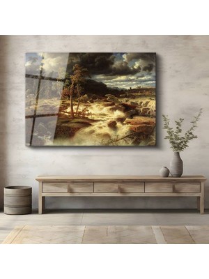 Limitless Design Marcus Larson Fırtınalı Şelale Doğa Manzarası Cam Tablo Dijital Baskı Duvar Tablosu Dekor Tablo