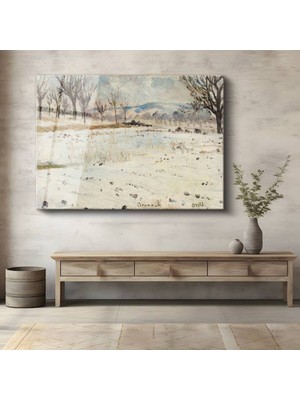 Limitless Design Ivan Shishkin Kış Kar Orman Manzarası Cam Tablo Dijital Baskı Duvar Tablosu Dekor Tablo