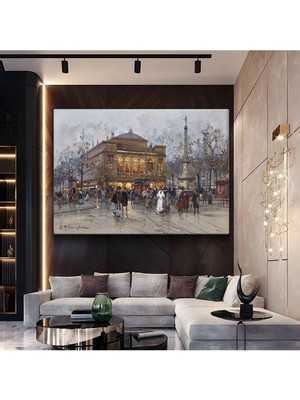 Limitless Design Édouard Cortes Paris Opera Meydanı Kanvas Tablo Sanat Tablosu Klasik Ressam Tablosu