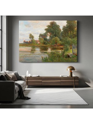 Limitless Design Henri Harpignies Nehir Kıyısı Doğa Resmi Kanvas Tablo Sanat Tablosu Klasik Ressam Tablosu
