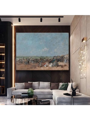 Limitless Design Eugène Boudin Sahil Deniz Manzarası Kanvas Tablo Sanat Tablosu Klasik Ressam Tablosu