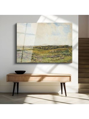Limitless Design Lionel Constable Yeşil Çayır Kırsal Manzara Cam Tablo Dijital Baskı Duvar Tablosu Dekor Tablo
