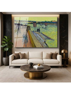 Limitless Design Vincent Van Gogh Trinquetaille Köprüsü Mimari Su Cam Tablo Dijital Baskı Duvar Tablosu