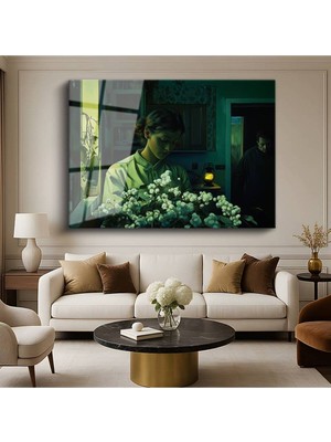 Limitless Design Midjourney Çiçekli Genç Hd Hd Baskı Duvar Portresi Cam Tablo Hd Baskı Tablo
