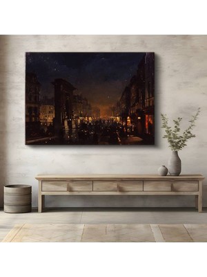 Limitless Design John Atkinson Grimshaw Gece Şehir Sokağı Işık Manzarası Kanvas Tablo Klasik Ressam Tablosu