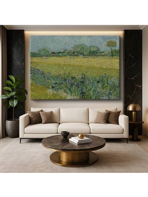 Limitless Design Vincent Van Gogh Süsenli Buğday Tarlası Çiçekli Tarla Resmi Kanvas Tablo Klasik Ressam Tablosu