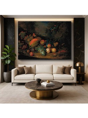 Limitless Design Abraham Brueghel Egzotik Meyveler Kuşlar Natürmort Resmi Kanvas Tablo Klasik Ressam Tablosu