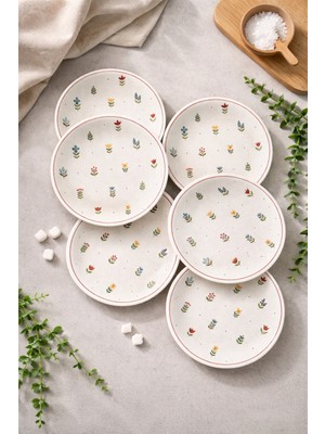 Hooly Home Pastel Bahçe 6 Adet Tatlı Tabağı