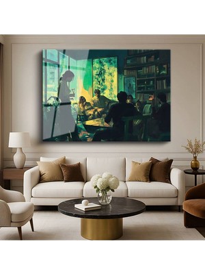Limitless Design Jeremy Mann Akşam Buluşması Sosyal Yaşam Resmi Cam Tablo Dijital Baskı Duvar Tablosu Dekor Tablo