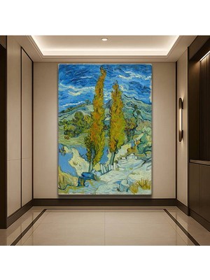 Limitless Design Vincent Van Gogh Iki Selvi Ağacı Doğa Kanvas Tablo Sanat Tablosu Klasik Ressam Tablosu