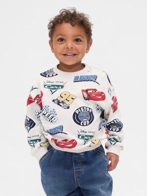 Gap Erkek Bebek Kırık Beyaz Gap × Disney Vintage Cars Grafik Baskılı Sweatshirt