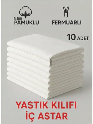 Alpateks Home %100 Pamuklu Akfil Kumaş Yastık Iç Astarı 50 x 70 cm 10 Adet Gizli Fermuarlı