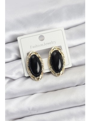 Belle Fusion Bfs Siyah Badem Model Vintage Kadın Küpe