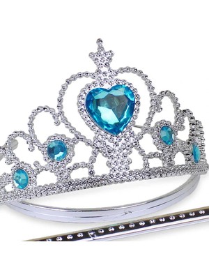 EkoAlışverişDünyam Karlar Ülkesi Mavi Kalpli Taşlı Elsa Tacı
