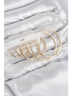 Belle Fusion Bfs Pirinç Halka Model Gold Renk Kadın Set Küpe