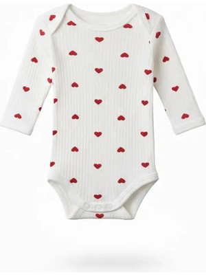 Bebeva Baby Yenidoğan Bebek %100 Pamuklu Allover Mini Figür Baskılı Çıtçıtlı Uzun Kollu Body Zıbın