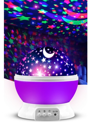 Normadia Yıldızlı Gökyüzü Yansımalı Dönen Gece Lambası Çocuk ve Bebek Odası