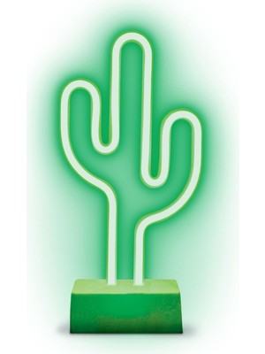 Normadia Neon Kaktüs Gece Aydınlatması, LED ve Pilli, 32X18 cm