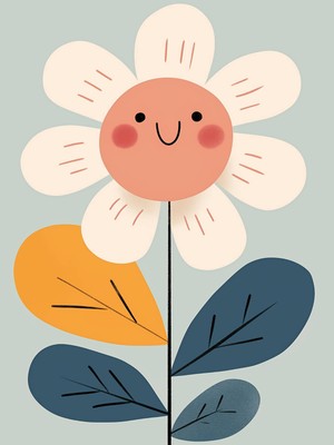 Fuart.Co Gülümseyen Papatya Dijital Baskı Çocuk Odası Posteri (Çerçevesiz) COFU