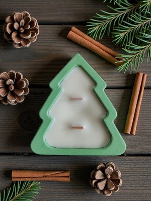 Home Çam Ağacı  - Yeni Yıl Dekoratif Kokulu Kase Mum