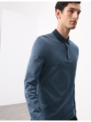 Marks & Spencer Saf Pamuklu Dokulu Uzun Kollu Polo Üst