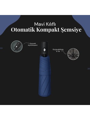 EkoAlışverişDünyam Mavi Kılıflı Otomatik Kompakt Şemsiye