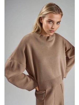 Hiccup Kadın My Fashıon Rahat Kalıp Triko Kazak Deve Kahvesi