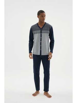 Kocabey DM-26104 V Yaka Boydan Düğmeli Pijama Takımı