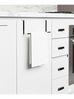 UG Home Siyah Dolap Içi Havlu Askısı Bez Askısı Mutfak Düzenleyici