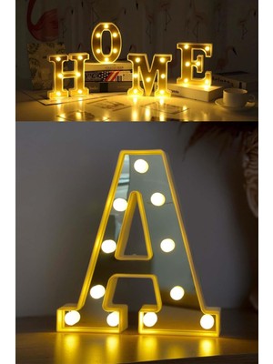 Normadia 3D LED Işıklı A Harfi Dekor, Doğum Günü ve Organizasyon Süsleri