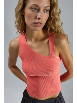 Hiccup Kadın My Fashıon V Yaka Fitilli Kazak Parlak Turuncu