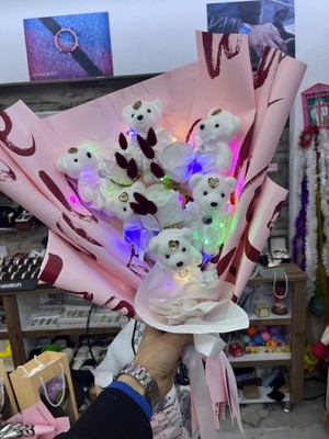 Umay Flowers Ayıcık Detaylı Yapay Gül Buketi – Özel Tasarım Hediyelik Buket