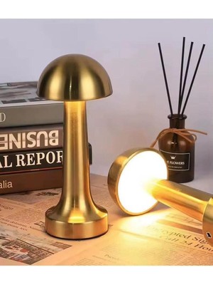 Normadia Dokunmatik Mantar Masa Lambası, 3 Renkli Işık, Şarjlı, Ayarlanabilir Işık