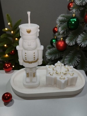 Home Sunumluklu Ikili Yeni Yıl Dekoratif Kokulu Mum Seti (Kar Tanesi-Kurşun Asker Fındıkkıran)