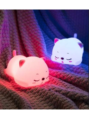 Normadia Yumuşak Silikon Kedi Gece Lambası, Çocuk Odası Için Dokunmatik Tasarım
