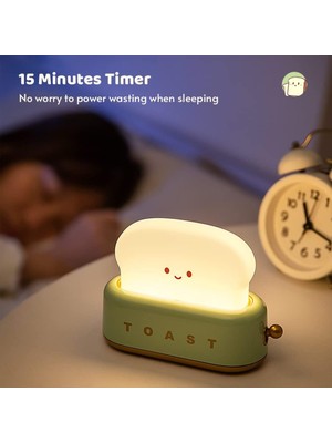 Normadia Yeşil Tost LED Gece Lambası, Şarjlı, Şık ve Kullanışlı Hediye