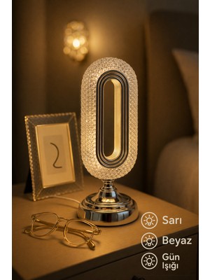 Normadia Şık Kristal LED Krom Masa Lambası, Modern ve Parlak Tasarım
