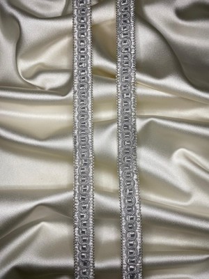 Kordone Pasalı Halkalı Şerit, Perde Şeridi, Dekoratif Açık Gri Şerit, 25 Metre, KOD-P373