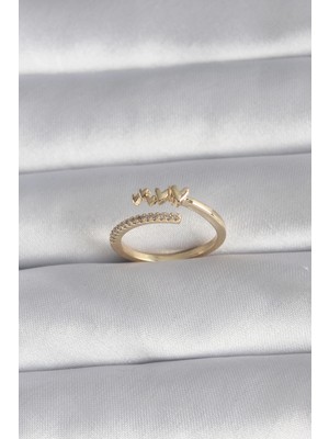 Belle Fusion Bfs Pirinç Gold Renk Zirkon Taş Detay Kalp Model Kadın Yüzük