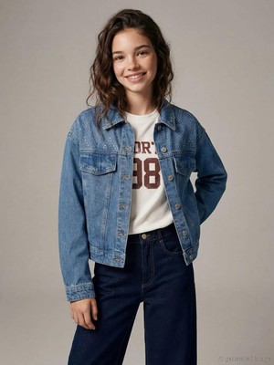 LC Waikiki Taşlı Kız Çocuk Jean Ceket  (S6)