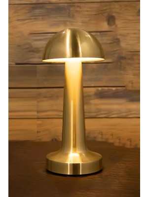 Normadia Retro Tarzlı Altın Renkli Dimmerli Şarjlı Mantar Masa Lambası