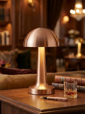 Normadia Mantar Tasarımlı Kablosuz LED Masa Lambası, 3 Renk, Dokunmatik, Şarjlı